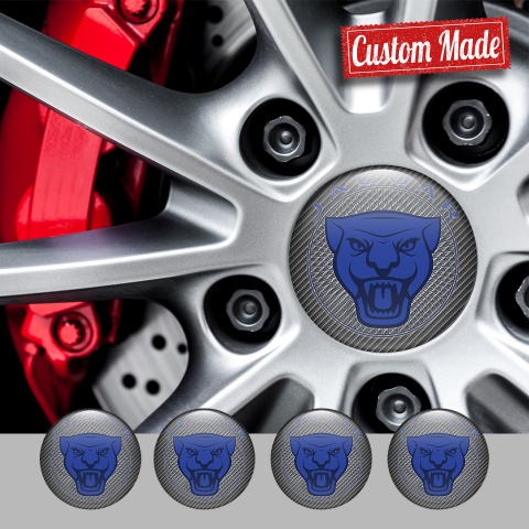 Jaguar Emblem for Wheel Center Caps Light Carbon Base Blue Logo