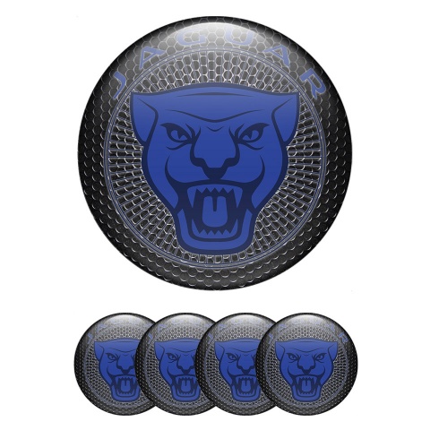 Jaguar Emblem for Center Wheel Caps Perforated Steel Blue Logo