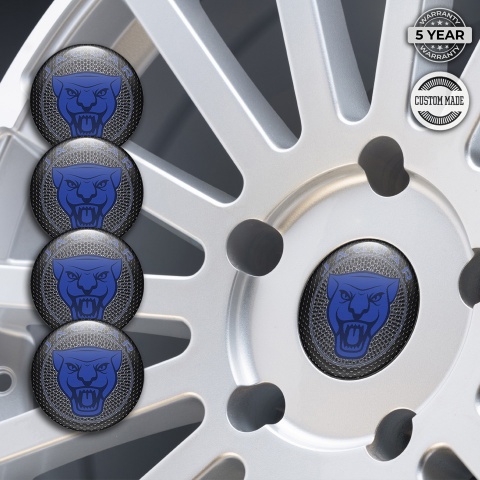 Jaguar Emblem for Center Wheel Caps Perforated Steel Blue Logo
