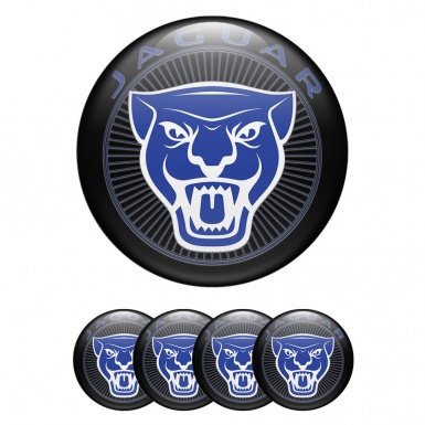 Jaguar Center Wheel Caps Stickers Black Base Blue White Logo