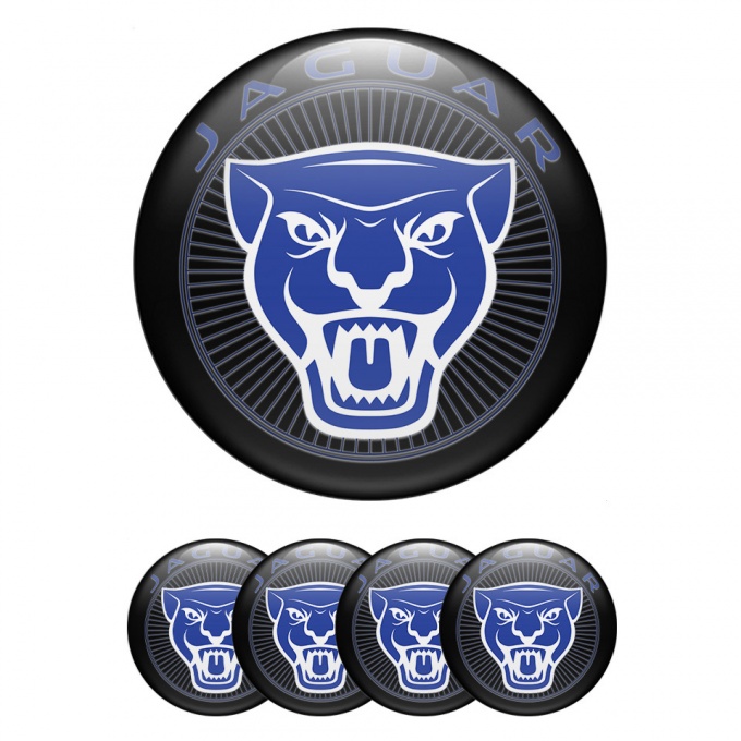 Jaguar Center Wheel Caps Stickers Black Base Blue White Logo
