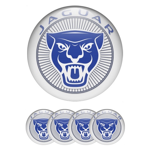 Jaguar Emblems for Center Wheel Caps White Base Blue White Logo