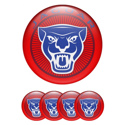 Jaguar Wheel Stickers for Center Caps Red Base Blue White Edition