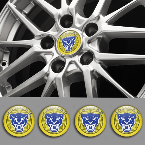 Jaguar Center Caps Wheel Emblem Yellow Base Blue White Variant