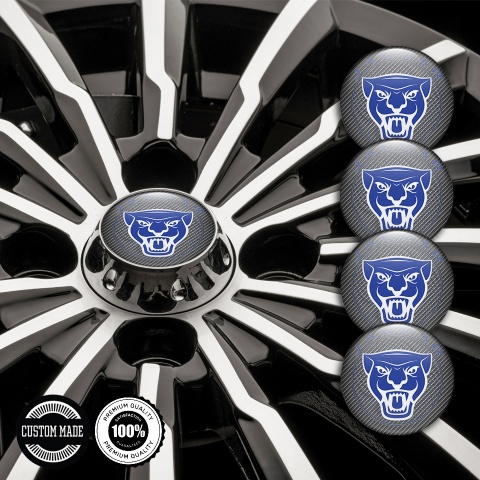 Jaguar Domed Stickers for Wheel Center Caps Light Carbon Blue White Logo