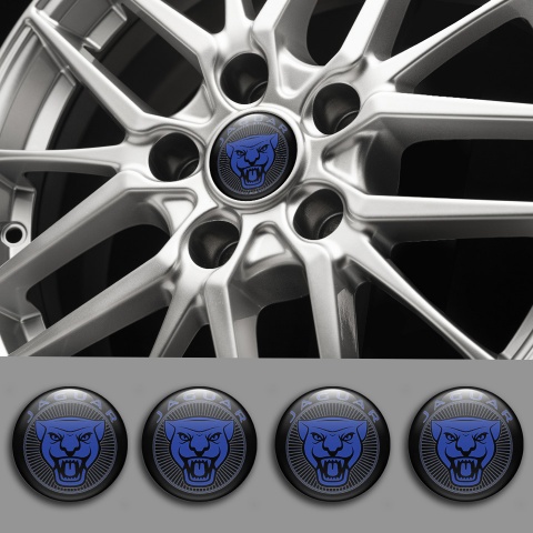 Jaguar Stickers for Wheels Center Caps Dark Blue Black Logo