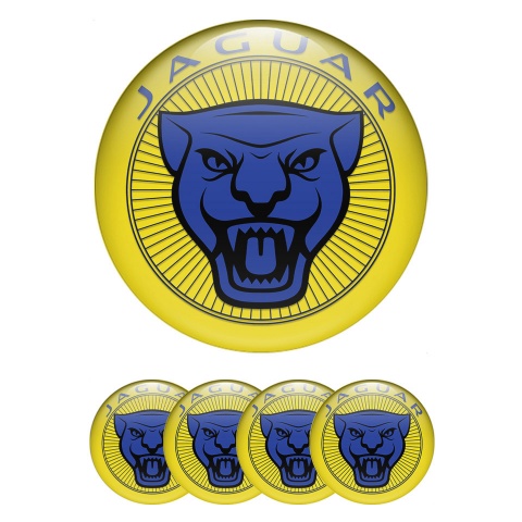 Jaguar Center Wheel Caps Stickers Yellow Blue Black Logo Edition