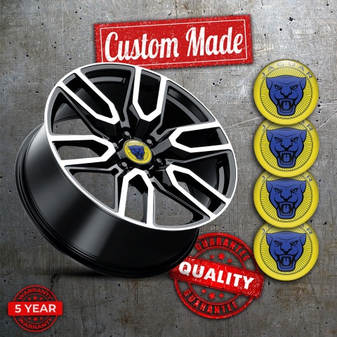 Jaguar Center Wheel Caps Stickers Yellow Blue Black Logo Edition