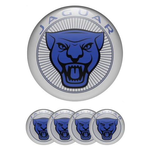 Jaguar Emblems for Center Wheel Caps Grey Blue Black Logo Edition