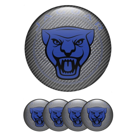Jaguar Wheel Stickers for Center Caps Light Carbon Blue Black Logo