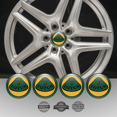 Lotus Silicone Stickers for Center Wheel Caps Green Ring Black Logo
