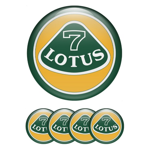 Lotus Domed Stickers for Wheel Center Caps Green Ring White Logo