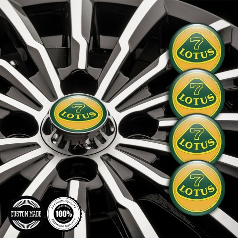 Lotus Emblem for Wheel Center Caps Green Ring Yellow Logo Design