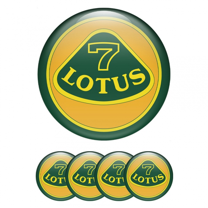 Lotus Emblem for Wheel Center Caps Green Ring Yellow Logo Design