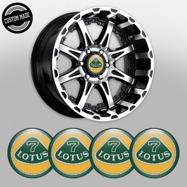 Lotus Emblems for Center Wheel Caps Green Ring White Carbon Logo