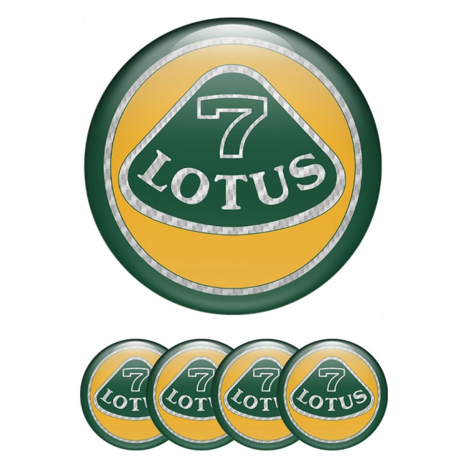 Lotus Emblems for Center Wheel Caps Green Ring White Carbon Logo