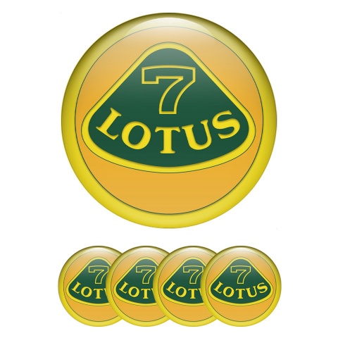 Lotus Domed Stickers for Wheel Center Caps Yellow Ring Sunny Edition