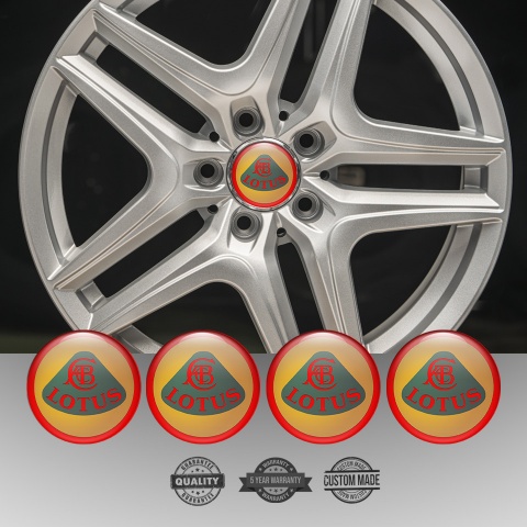 Lotus Silicone Stickers for Center Wheel Caps Red Ring Motif Design