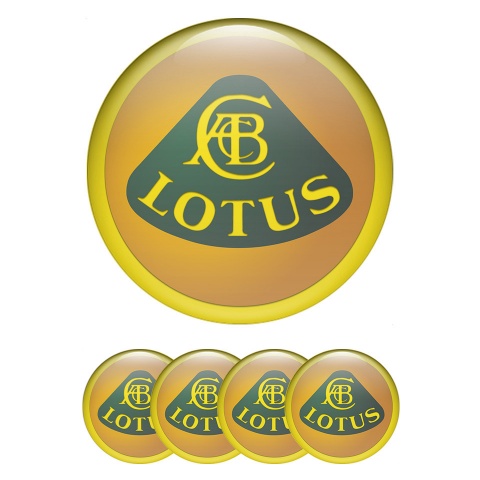 Lotus Domed Stickers for Wheel Center Caps Yellow Ring Motif Design