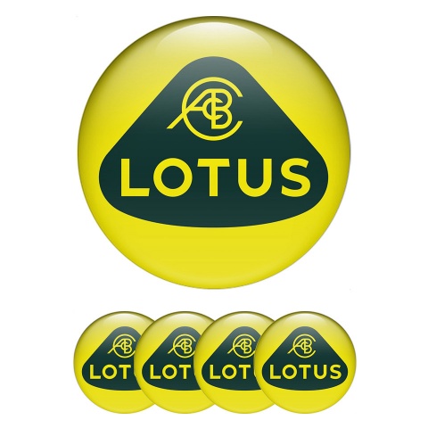 Lotus Center Wheel Caps Stickers Yellow Base Olive Green Logo