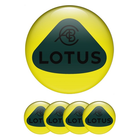 Lotus Wheel Stickers for Center Caps Yellow Base Black Logo