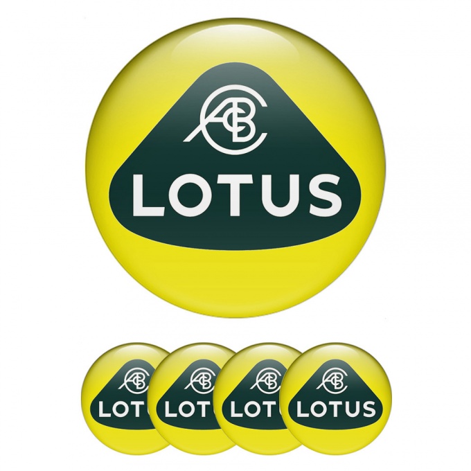 Lotus Center Caps Wheel Emblem Yellow Base White Logo