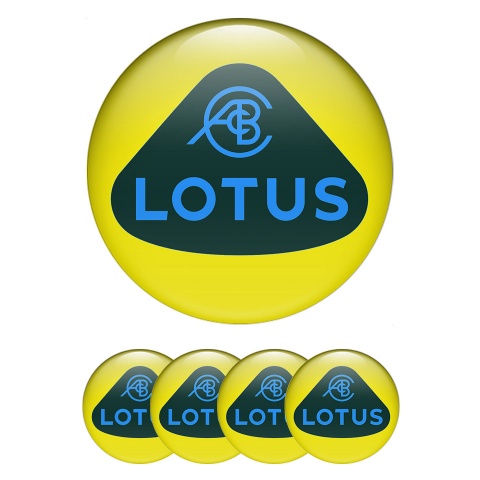 Lotus Domed Stickers for Wheel Center Caps Yellow Base Blue Edition