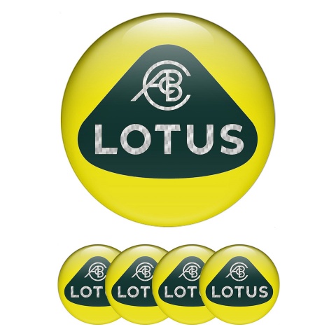 Lotus Wheel Emblem for Center Caps Yellow Base White Carbon