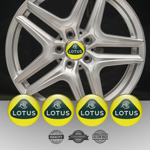 Lotus Wheel Emblem for Center Caps Yellow Base White Carbon