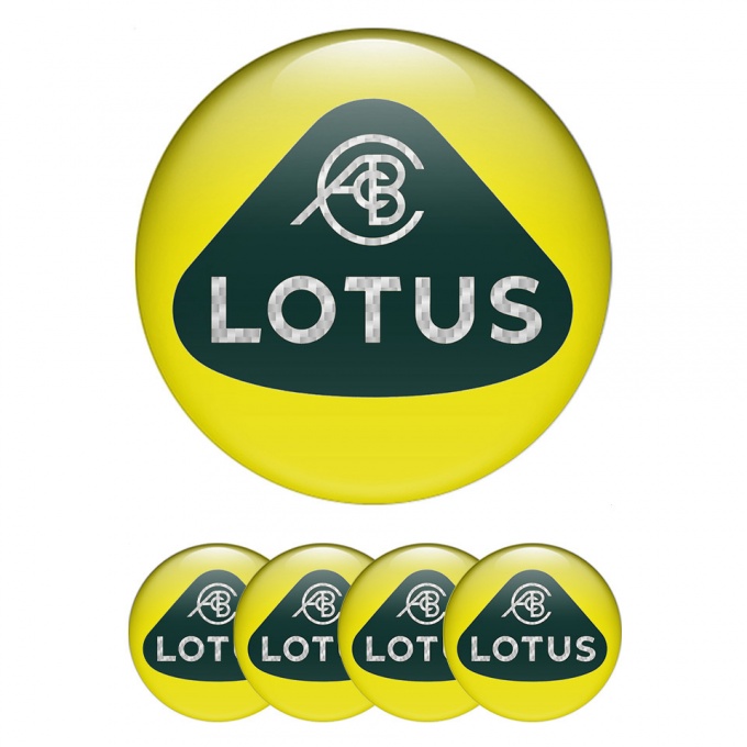 Lotus Wheel Emblem for Center Caps Yellow Base White Carbon