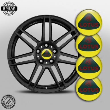 Lotus Stickers for Wheels Center Caps Yellow Fill Red Carbon