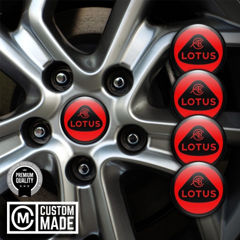 Lotus Center Wheel Caps Stickers Red Base Black Ring Edition