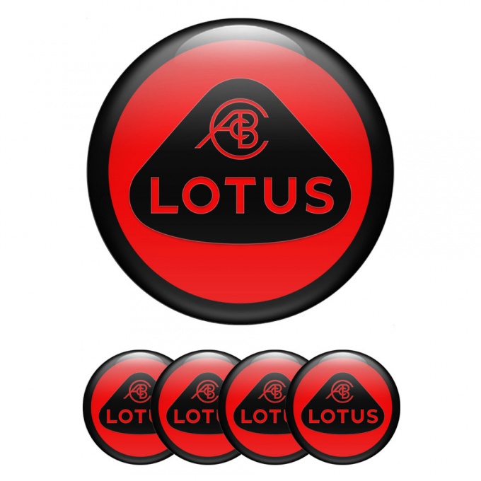 Lotus Center Wheel Caps Stickers Red Base Black Ring Edition