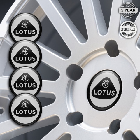 Lotus Wheel Stickers for Center Caps Grey Base Black Ring Design