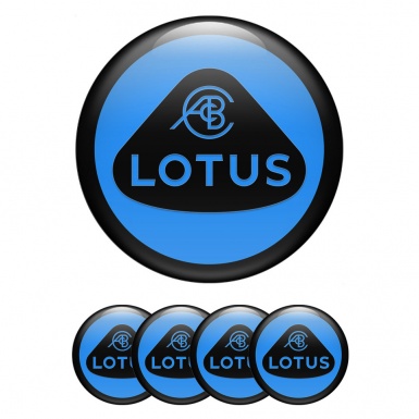 Lotus Domed Stickers for Wheel Center Caps Blue Base Black Ring