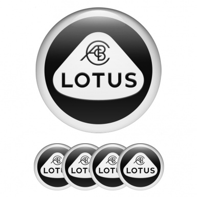 Lotus Stickers for Wheels Center Caps Black Background White Ring