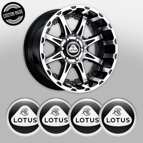 Lotus Stickers for Wheels Center Caps Black Background White Ring