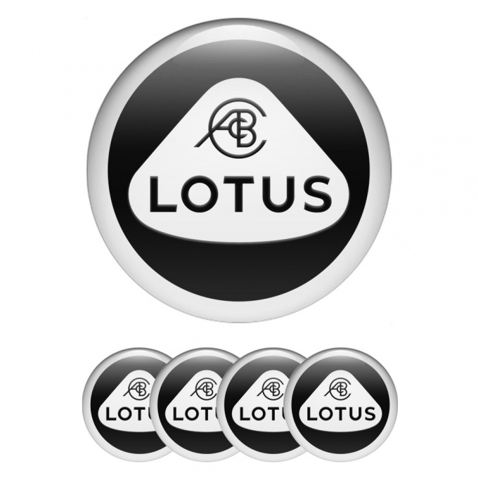 Lotus Stickers for Wheels Center Caps Black Background White Ring