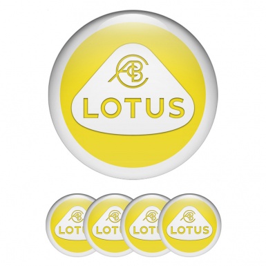 Lotus Center Wheel Caps Stickers Yellow Fill White Ring Design