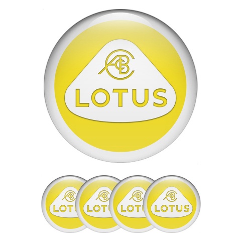 Lotus Center Wheel Caps Stickers Yellow Fill White Ring Design
