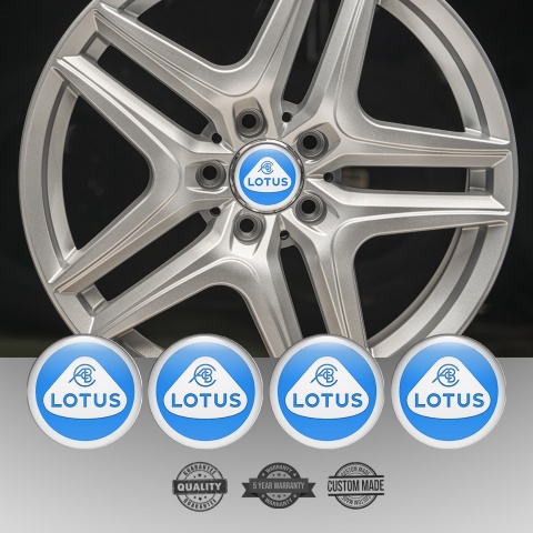 Lotus Wheel Stickers for Center Caps Blue Fill White Ring Edition