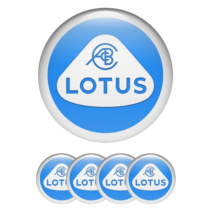 Lotus Wheel Stickers for Center Caps Blue Fill White Ring Edition