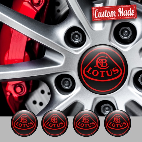 Lotus Wheel Emblem for Center Caps Black Base Red Outline Logo