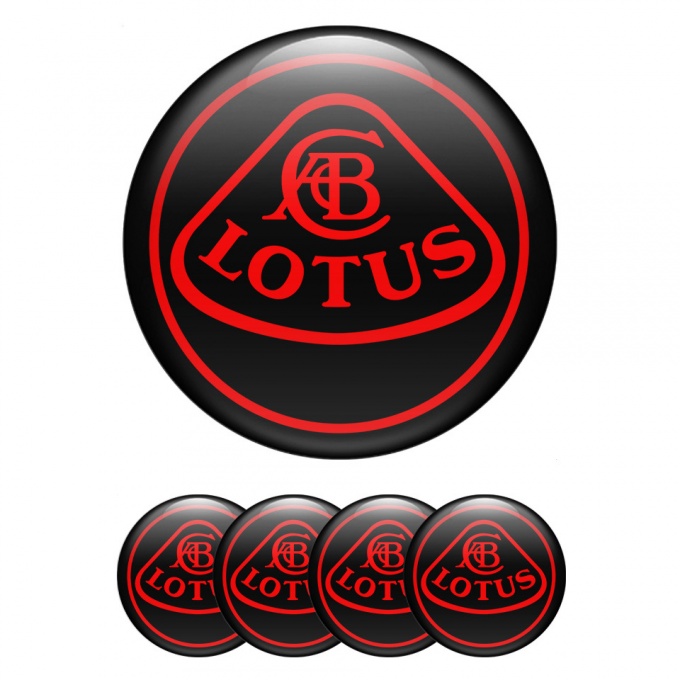 Lotus Wheel Emblem for Center Caps Black Base Red Outline Logo