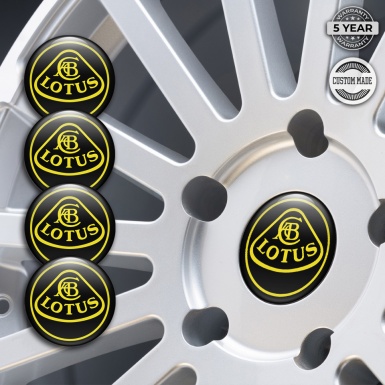 Lotus Stickers for Wheels Center Caps Black Base Yellow Outline Edition