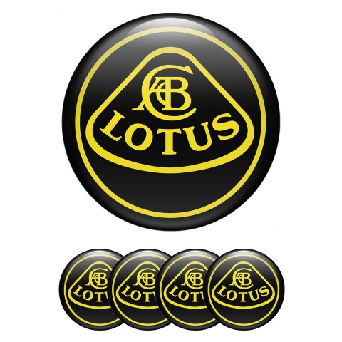 Lotus Stickers for Wheels Center Caps Black Base Yellow Outline Edition
