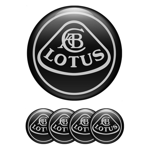 Lotus Emblem for Wheel Center Caps Black Base Grey Outline Motif