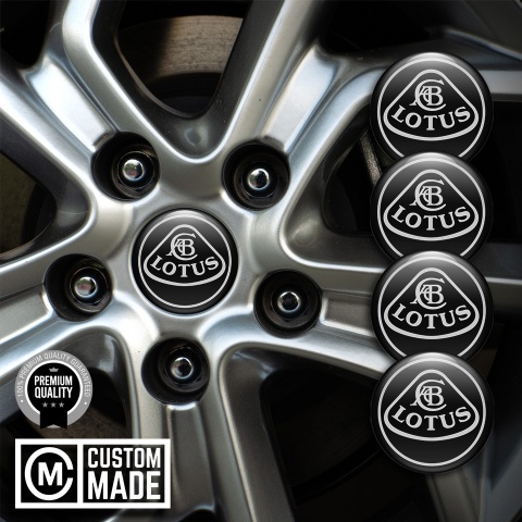 Lotus Emblem for Wheel Center Caps Black Base Grey Outline Motif
