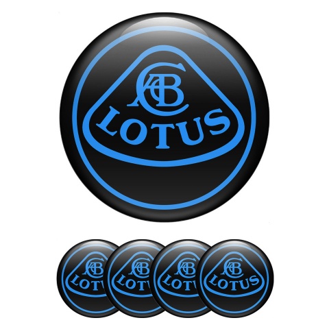 Lotus Emblem for Center Wheel Caps Black Base Blue Outline Motif