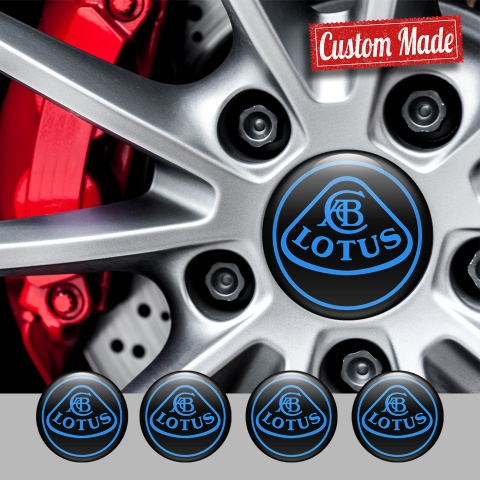 Lotus Emblem for Center Wheel Caps Black Base Blue Outline Motif